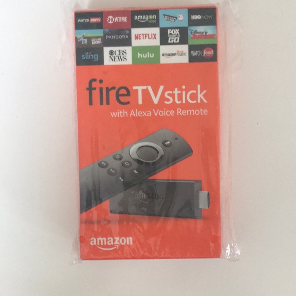 NWT Amazon Fire TV Stick with Alexa Voice Remote - Orange and Black